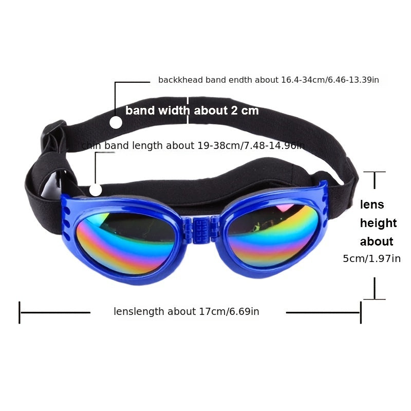 Stylish UV Protection Dog Shades - Adjustable Head Strap, Scratch-Resistant Lenses, Safe and Fashionable Eye Care for Pets - Ideal for Outdoor Activities and Travel