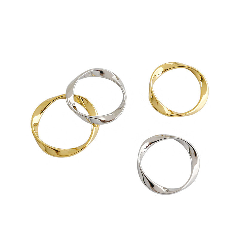 Minimalist Mobius Twisted Female Silver Ring