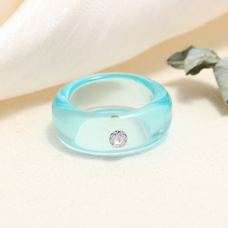 Tortoiseshell Diamond Acrylic Cold Wind Resin Ring