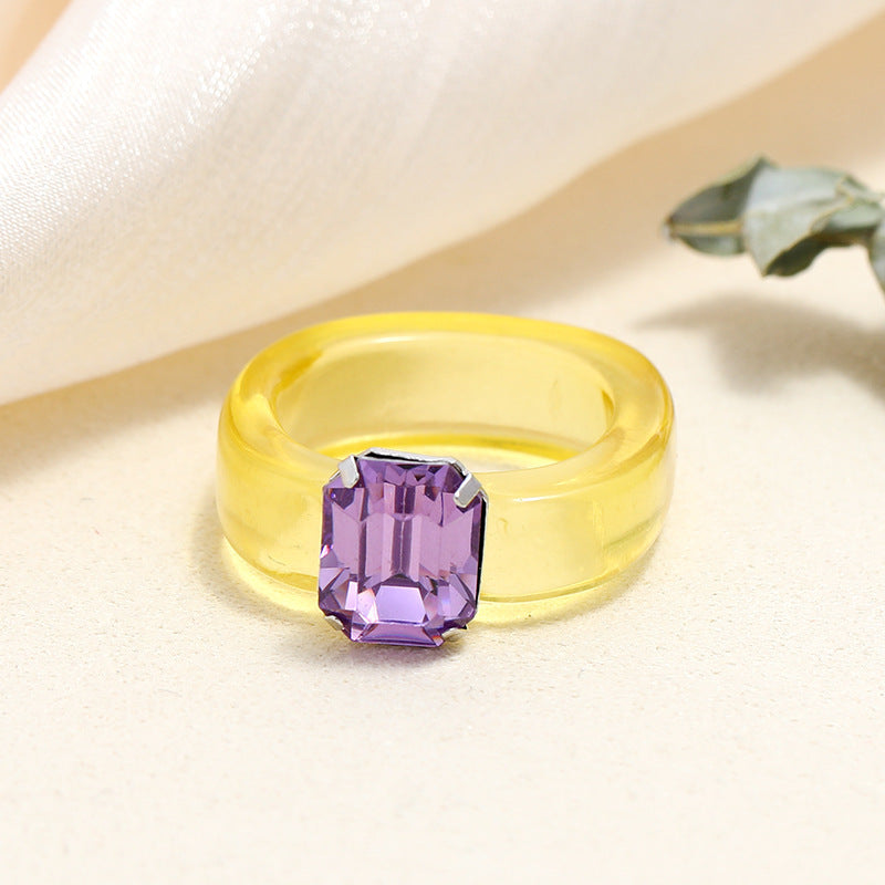 Tortoiseshell Diamond Acrylic Cold Wind Resin Ring
