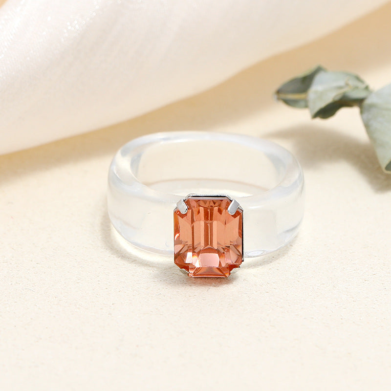 Tortoiseshell Diamond Acrylic Cold Wind Resin Ring