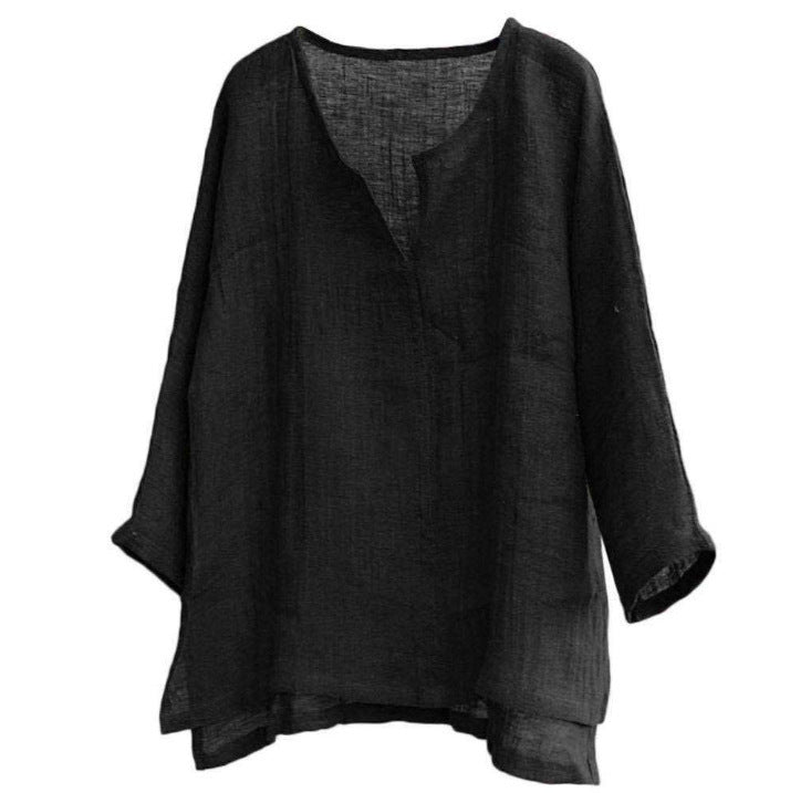 Chinese Style V-neck Men's Long-sleeved Shirt