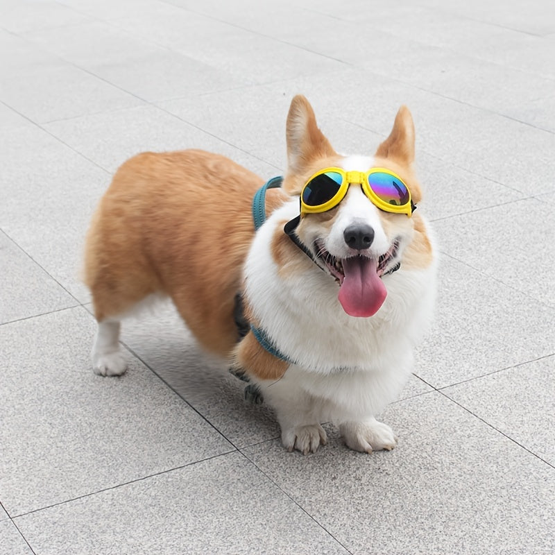Stylish UV Protection Dog Shades - Adjustable Head Strap, Scratch-Resistant Lenses, Safe and Fashionable Eye Care for Pets - Ideal for Outdoor Activities and Travel