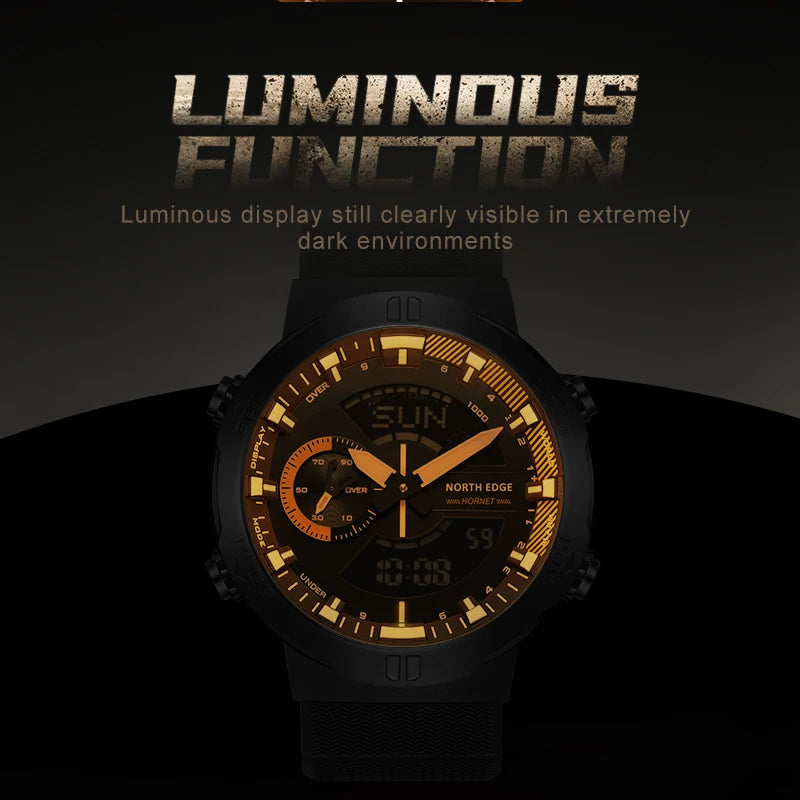 NORTH EDGE Mens Smart Watch World Time Clock Countdown Speed Stopwatch Male's Military Army Smartwatches Swimming Waterproof 50m