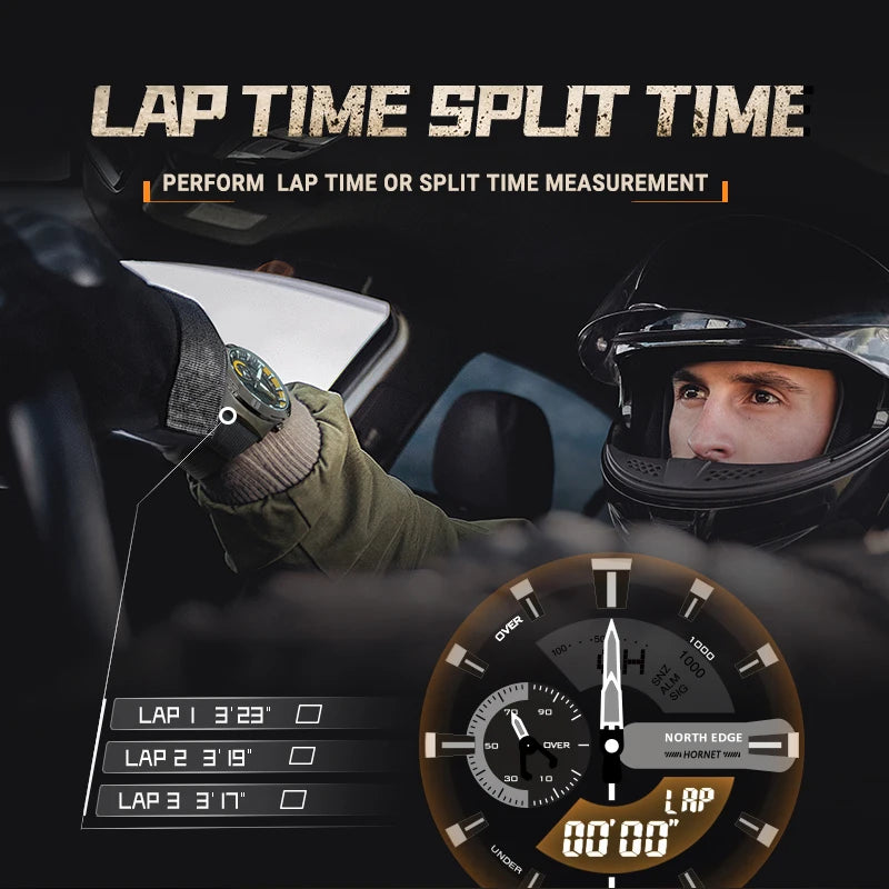 NORTH EDGE Mens Smart Watch World Time Clock Countdown Speed Stopwatch Male's Military Army Smartwatches Swimming Waterproof 50m