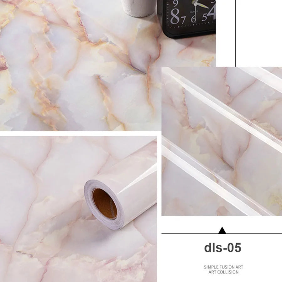 PVC Self Adhesive Wallpaper Marble Stickers Waterproof Heat Resistant Kitchen Countertops Table Furniture Cupboard Wall Paper