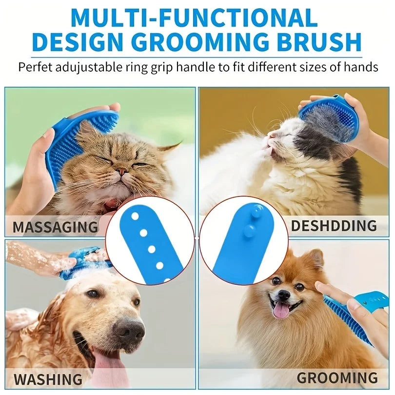 2Pcs Pet Grooming Kit for Dog Cat Rabbit Fur Grooming Brush Bath Cleaning Glove De-Shedding Pet Hair And Shower Brush