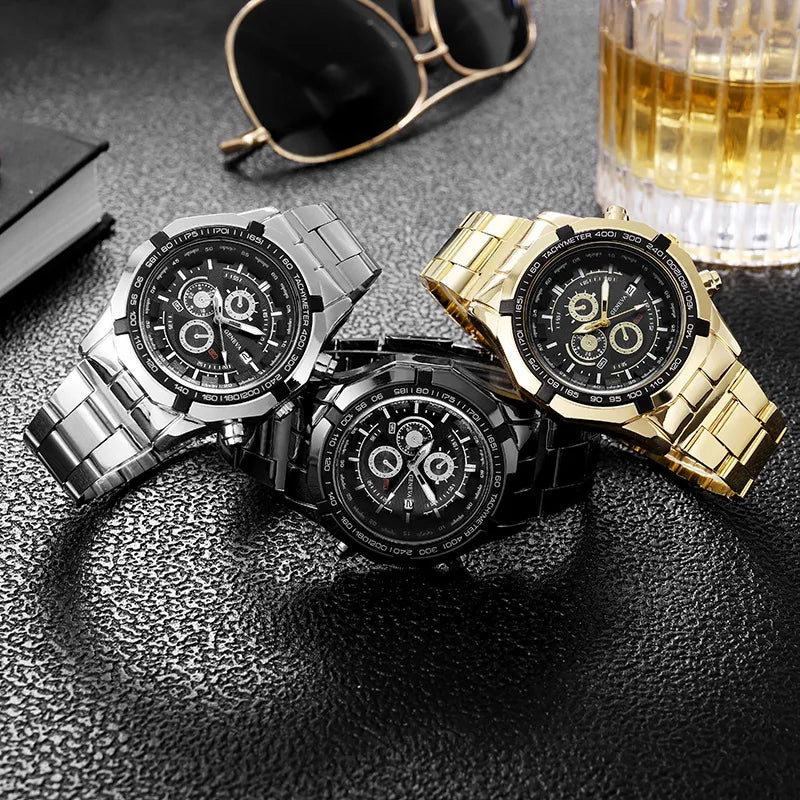 Men's business bar scale dial steel band Watch Quartz Watch