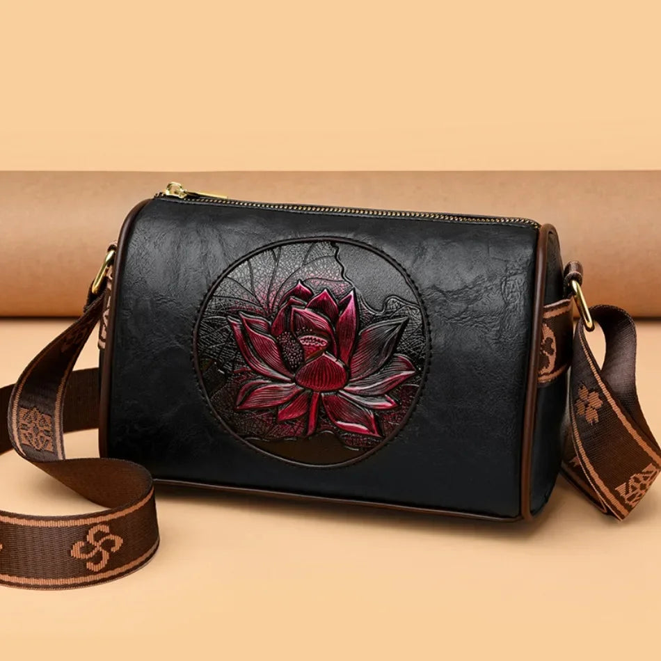 Women Embroidery Tote Bag High Quality Leather Ladies Handbags 2024 Women Shoulder Bag Small Crossbody Bags For Women Sac a Main
