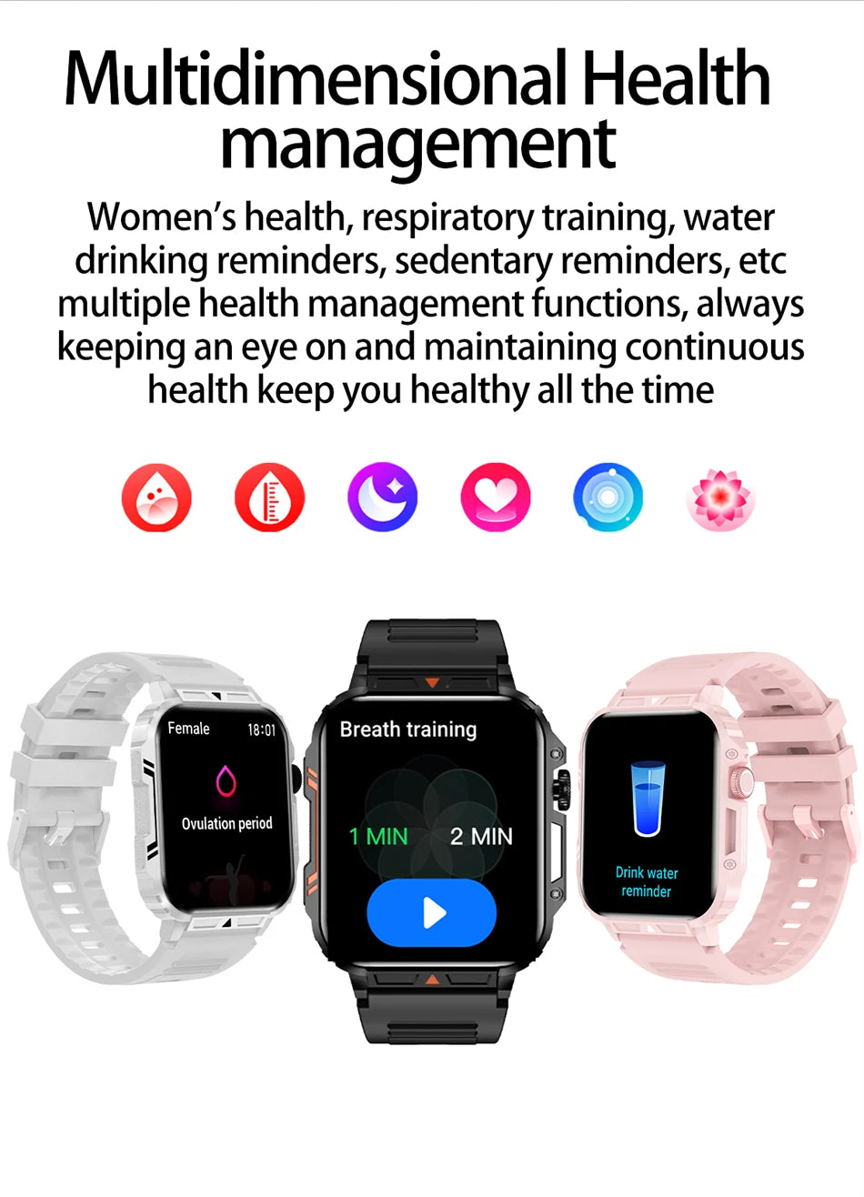 New Smartwatch 1.95 Inch Screen Health Monitoring Watches IP68 Waterproof Sport Fitness Smart Watch For Men Women Reloj Hombre