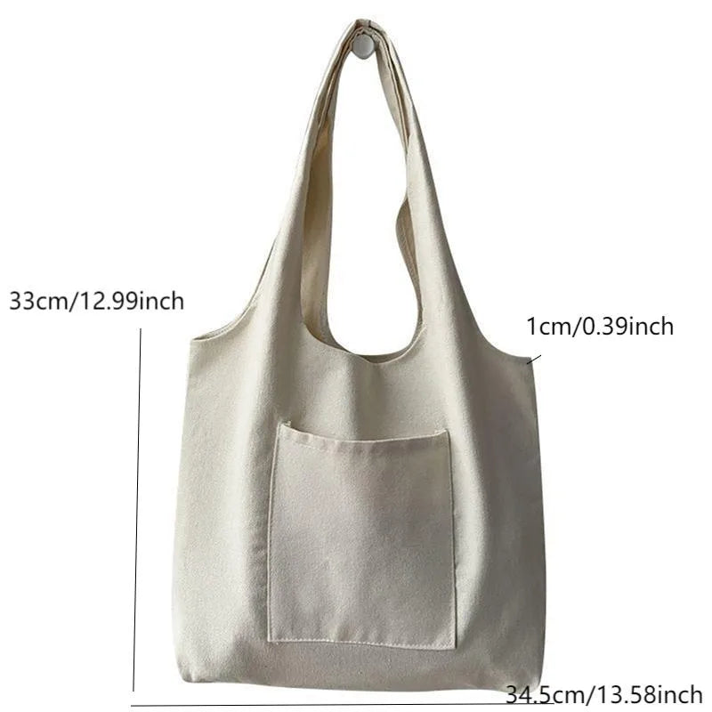 Women's Shopping Bags Canvas Commuter Vest Bag Cotton Cloth White Black Series Supermarket Grocery Handbags Tote School Bag