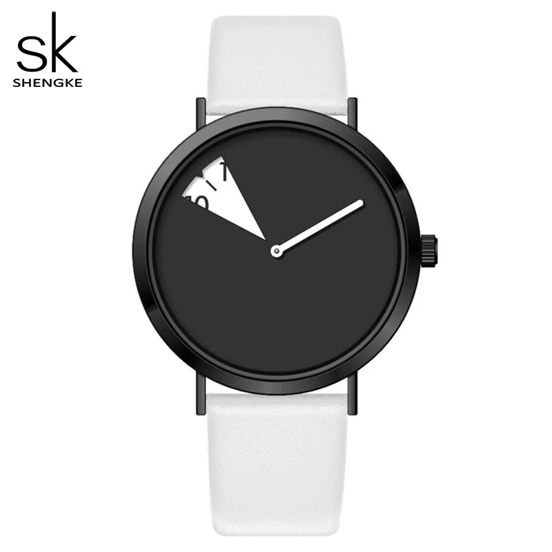 Shengke Hot Women Watch Creative Wristwatch Ladies Watch Rotate Yellow Leather Band Wristwatches Clock Montres Femme Reloj Mujer