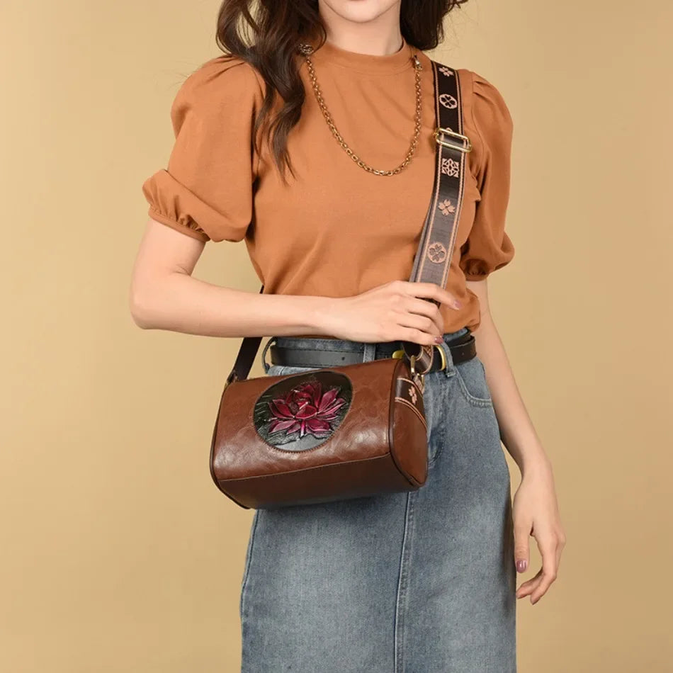 Women Embroidery Tote Bag High Quality Leather Ladies Handbags 2024 Women Shoulder Bag Small Crossbody Bags For Women Sac a Main