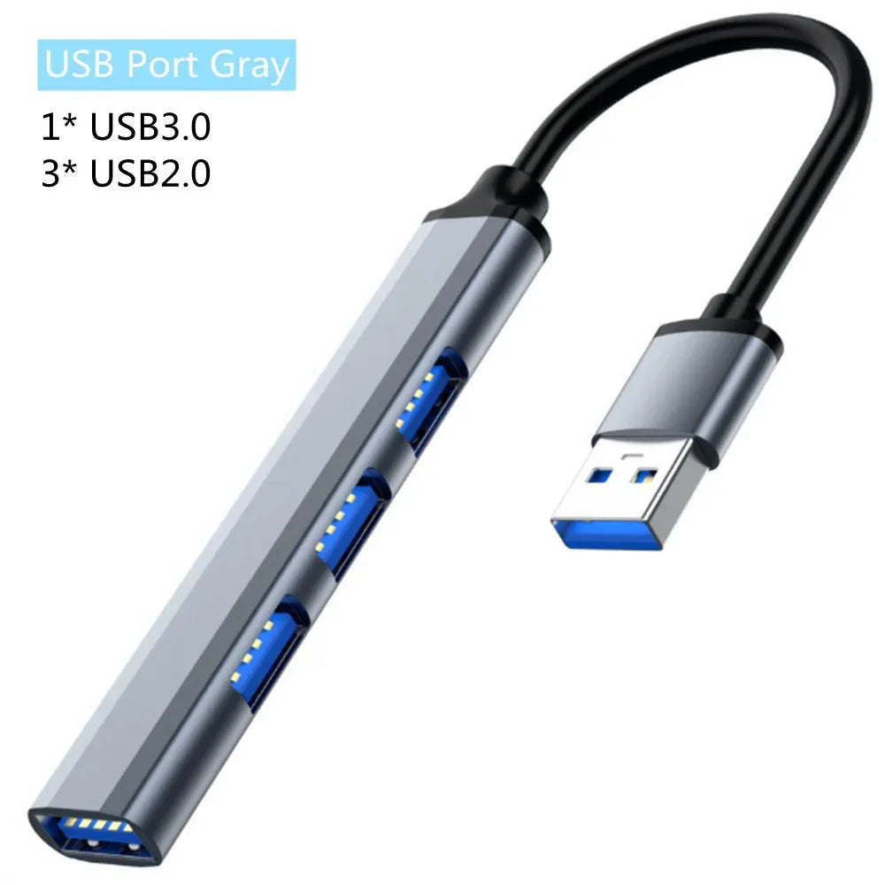 4-Port USB-C Hub 3.0/3.1-Multi-Device Splitter OTG for MacBook/Huawei/Xiaomi/Lenovo & Mor-Plug&Play-Ultra Slim PC Accessory!