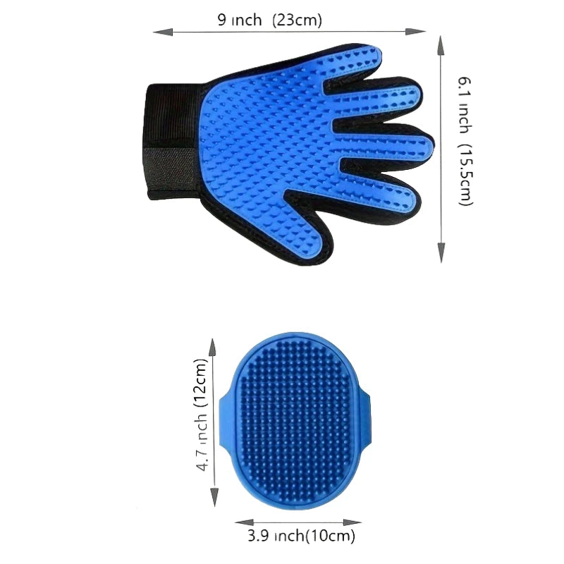 2Pcs Pet Grooming Kit for Dog Cat Rabbit Fur Grooming Brush Bath Cleaning Glove De-Shedding Pet Hair And Shower Brush