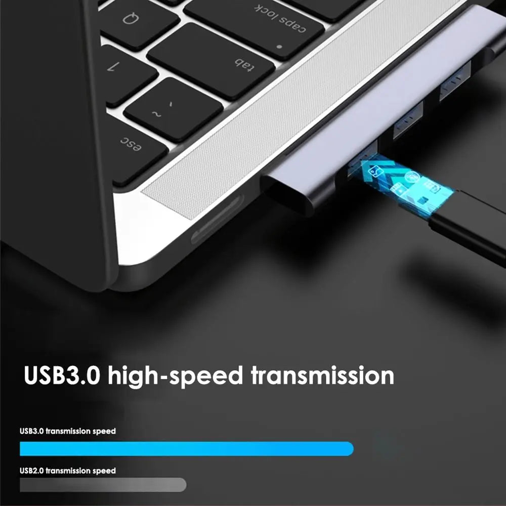 For Laptop PC Splitter High Speed Docking Station USB 3.0 USB-C HUB PD Charging OTG Adapter