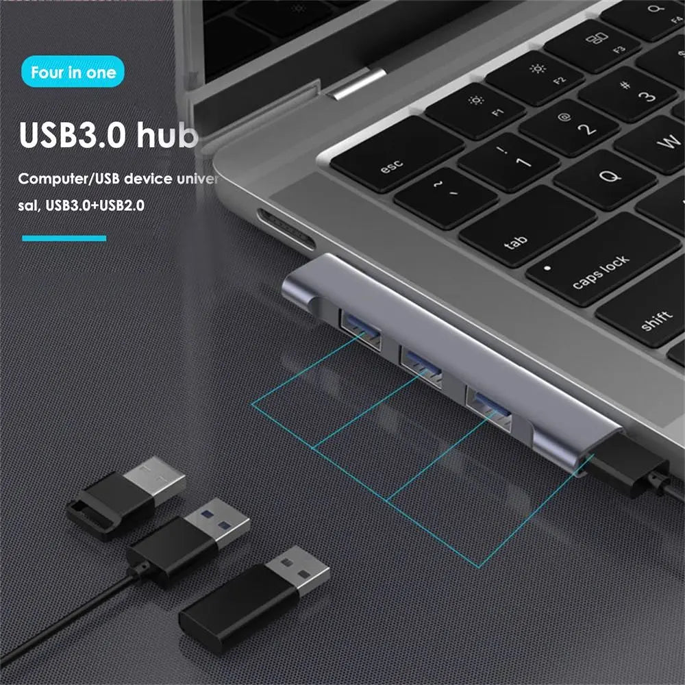 For Laptop PC Splitter High Speed Docking Station USB 3.0 USB-C HUB PD Charging OTG Adapter