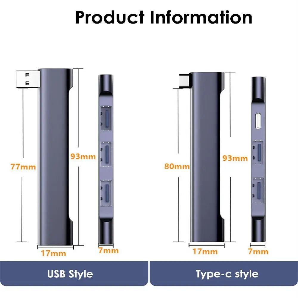 For Laptop PC Splitter High Speed Docking Station USB 3.0 USB-C HUB PD Charging OTG Adapter