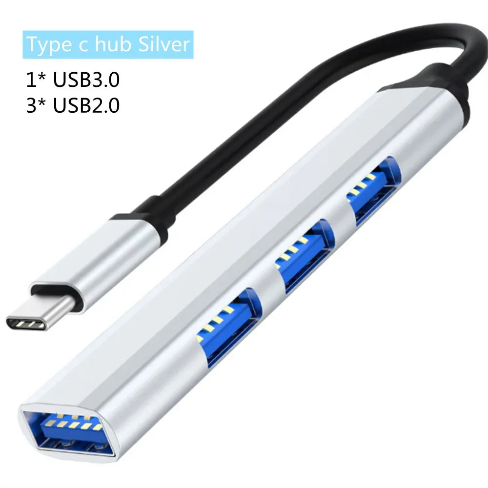 4-Port USB-C Hub 3.0/3.1-Multi-Device Splitter OTG for MacBook/Huawei/Xiaomi/Lenovo & Mor-Plug&Play-Ultra Slim PC Accessory!