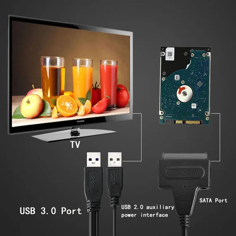 Cabo SATA para USB 3.0 , 2.5 "Disco Rígido Externo, HDD, SSD, 3 Adaptador de 22 Pinos, Cabo Sata III, até 6 GBps