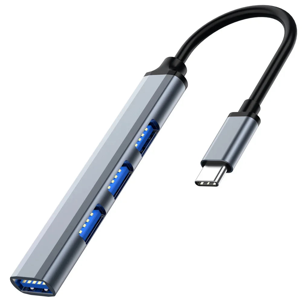 4-Port USB-C Hub 3.0/3.1-Multi-Device Splitter OTG for MacBook/Huawei/Xiaomi/Lenovo & Mor-Plug&Play-Ultra Slim PC Accessory!
