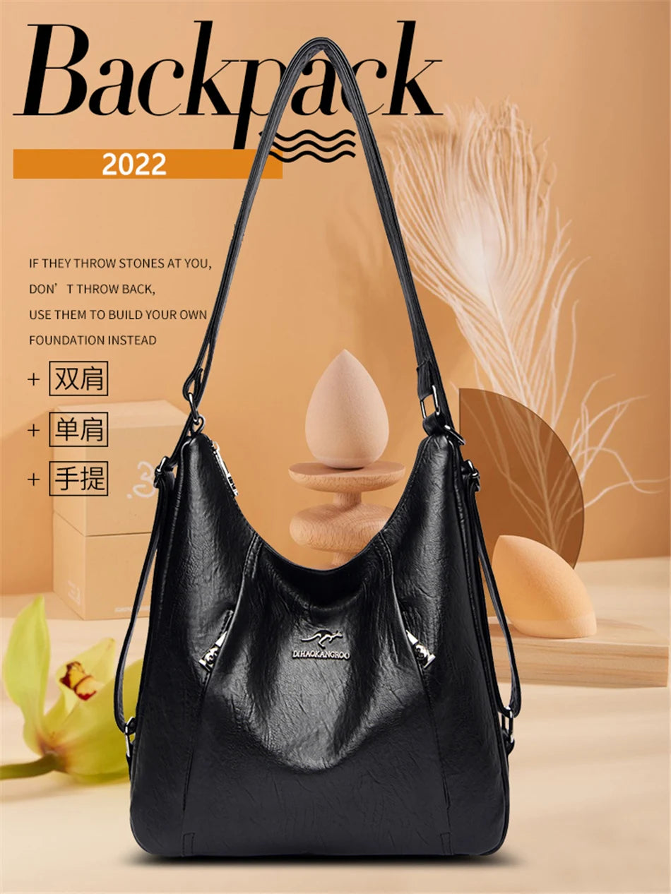 High Quality Leather Luxury Handbags Women Bags Designer Multifunction Shoulder Bags for Women Travel Back Pack Bolsa Feminina