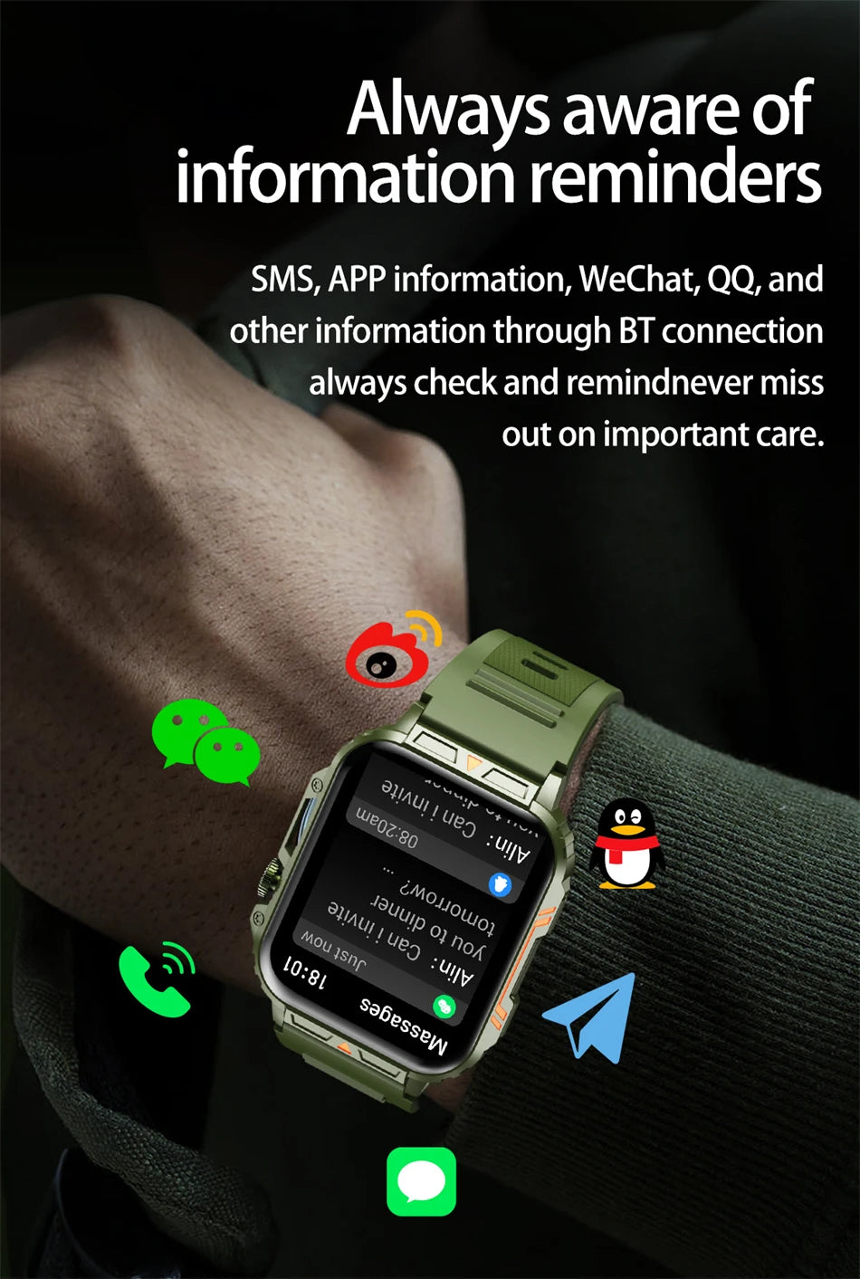 New Smartwatch 1.95 Inch Screen Health Monitoring Watches IP68 Waterproof Sport Fitness Smart Watch For Men Women Reloj Hombre
