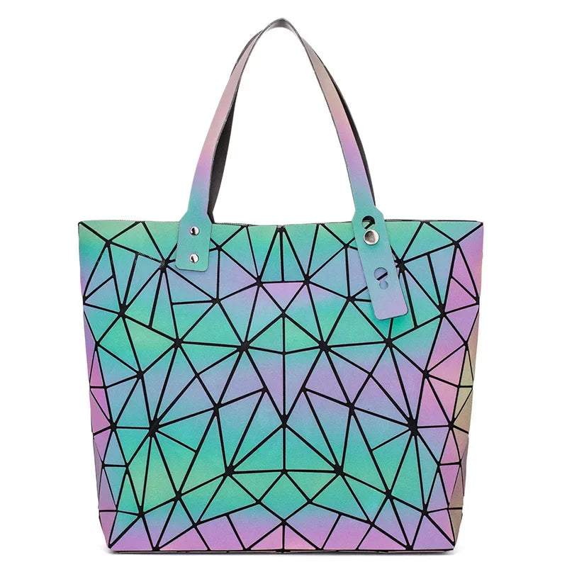 new luxury handbags women bags designer Beach Large tote Hologram Shoulder Bag sac a main Geometric bag bolsa feminina Silver