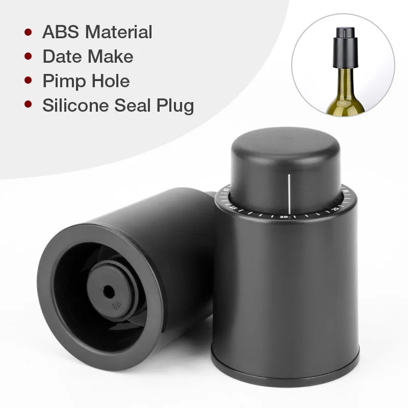 Vacuum Pump Wine Saver Cap Stopper Date Scale Record Retain Preserver For Wine Bottles Corkscrew Kitchen Automatic Keep Fresh