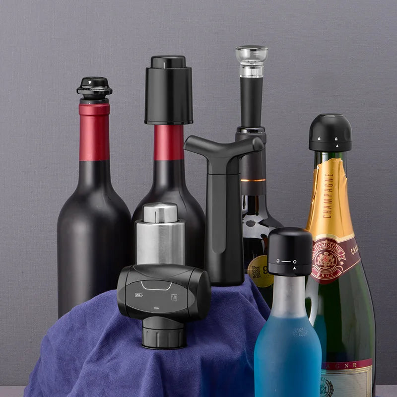 Vacuum Pump Wine Saver Cap Stopper Date Scale Record Retain Preserver For Wine Bottles Corkscrew Kitchen Automatic Keep Fresh