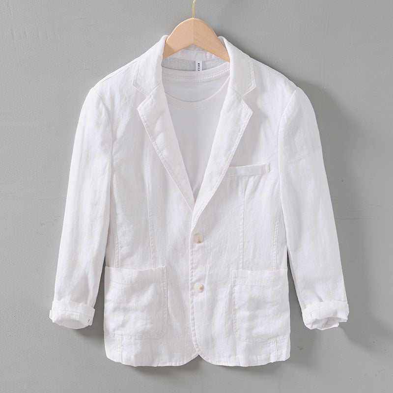 Retro Easy Matching Flat Collar Linen Suit