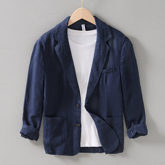 Retro Easy Matching Flat Collar Linen Suit