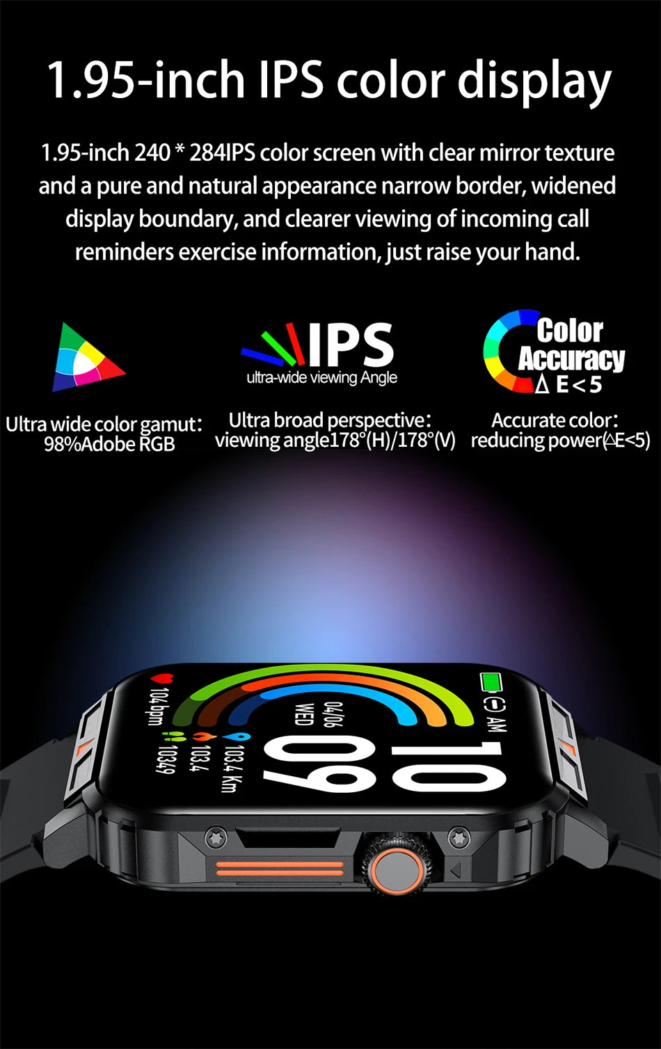 New Smartwatch 1.95 Inch Screen Health Monitoring Watches IP68 Waterproof Sport Fitness Smart Watch For Men Women Reloj Hombre