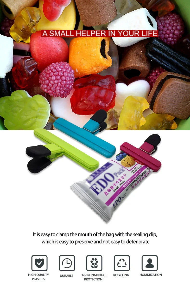 Portable Kitchen Storage Food  Travel Plastic Tongs  Snack Seal Sealing Bag Clips Sealer Clamp Storage Tool Kitchen Accessories